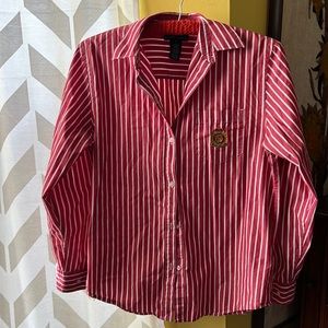 Lauren Ralph Lauren red gold crest striped long sleeve